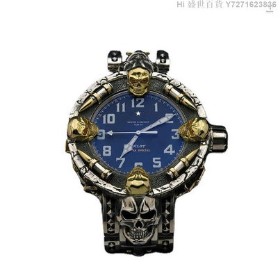 Hi 盛世百貨 跨境樹脂電子錶骷髏頭錶帶裝飾擺飾金色錶盤頭合金扣件工藝品樹脂骷髏手錶