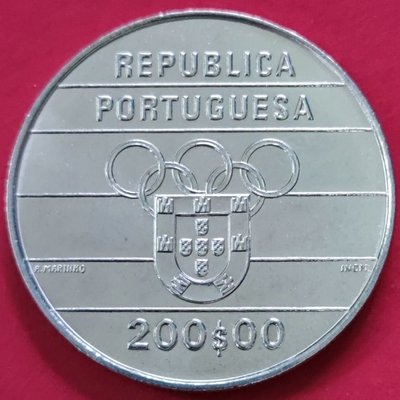現貨熱銷-【紀念幣】36mm 1992年巴塞羅那運動會葡萄牙200埃斯庫多紀念幣硬幣收藏