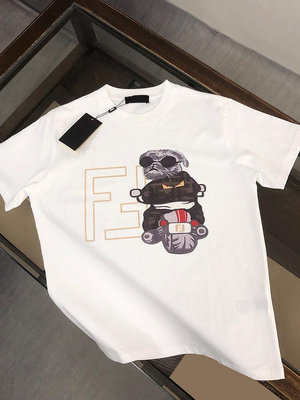 熱銷#FENDI男短袖T恤摩托熊怪獸眼睛男女同款半袖高級感夏季新款