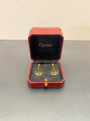 Cartier 卡地亞 帕莎井蓋耳環 18k金鑲鉆吊墜 二手