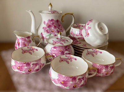 香蘭社香蘭社咖啡杯紅茶杯 粉色蘭花花瓣開口 超美稀少款