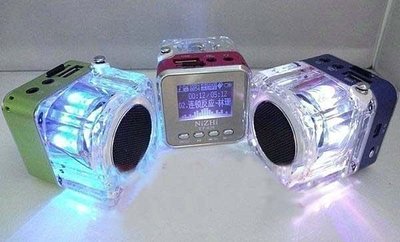 音樂天使TT029音箱 LED 彩色燈光透明便攜插卡 隨身音響~可接USB 即插即用 多色可選