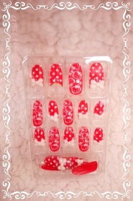 ♥小花花日本精品♥Hello Kitty 可愛立體造型蝴蝶結精美滿豐富圖點點圖多款彩繪指甲貼片