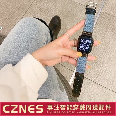 Apple Watch 牛仔拼接錶帶 S8 S6 S7 SE 休閒錶帶 45mm 41mm 40mm 44mm