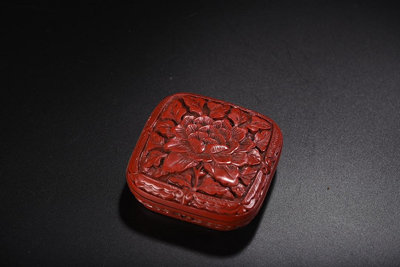 剔紅漆器粉盒首飾盒高2.5cm    寬7cm重78克4020556【萬寶樓】古玩 收藏 古董