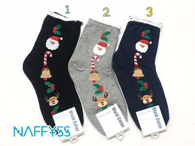 Naffyss✿ 韓國正品 俏皮可愛聖誕老人麋鹿雪人鈴鐺拐杖糖聖誕樹圖騰造型成人女襪子