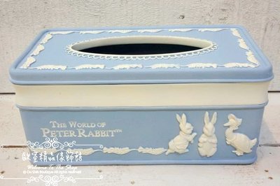 ~＊歐室精品傢飾館＊~Peter Rabbit 比得兔 彼得兔 藍白 北歐風 簡約 浮雕 面紙盒 紙巾盒 ~ 新款上市~