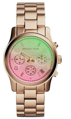 熱賣精選現貨促銷 美國代購Michael Kors 經典手錶 彩紅粉綠變色玫瑰金錶 MK6179 美國 明星同款