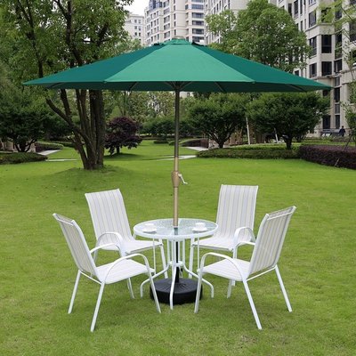 【現貨】包郵白色特斯林戶外休閑室外花園陽臺庭院桌椅家具組合太陽傘