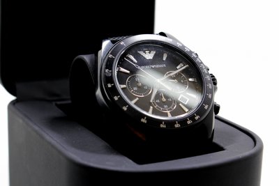 【台中青蘋果】EMPORIO ARMANI Sigma Black AR6131 三眼計時石英錶 #15492