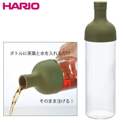 【HARIO】酒瓶造型冷泡茶玻璃水壺750ml-橄欖綠 / FIB-75-OG