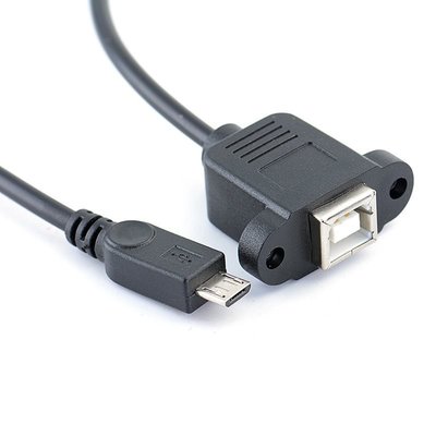 USB B母轉micro 5p公帶螺絲口擋板可固定列印掃描數據充電延長線 (2條) A5.0308