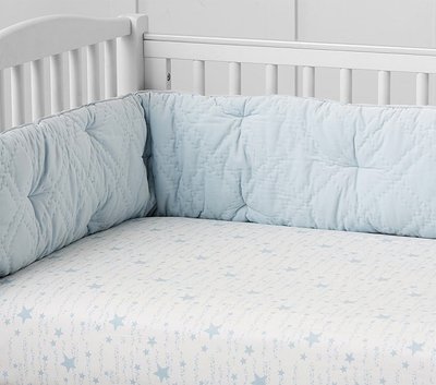 預購 美國嬰幼兒精品 Pottery Barn Baby 全品項代購 嬰兒床 可愛淺藍小星星款有機棉床包 床單 彌月禮