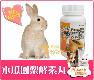 Petty man《小動物天然木瓜鳳梨酵素丸100錠》預防毛球症 寵物兔、天竺鼠、花栗鼠、倉鼠、黃金鼠化毛