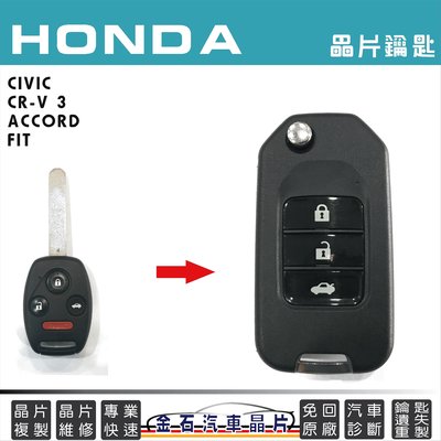 HONDA 本田 CIVIC CRV ACCORD FIT 晶片鑰匙拷貝 汽車鎖匙 車鑰匙不見 複製 摺疊鎖匙