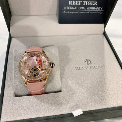 (Little bee小蜜蜂精品)瑞士1989 REEF TIGER 瑞夫泰格 女款 泡泡錶款 機械皮錶