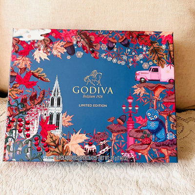 國外品牌巧克力Godiva 彩繪限量版長方盒 空紙盒/禮物盒/包裝盒/空盒/飾品盒/收納盒