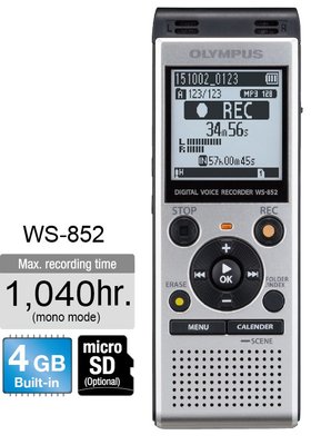 OLYMPUS WS-852 錄音筆 原廠公司貨保固一年 數位錄音筆 內建4GB+micro SD MP3錄音格式