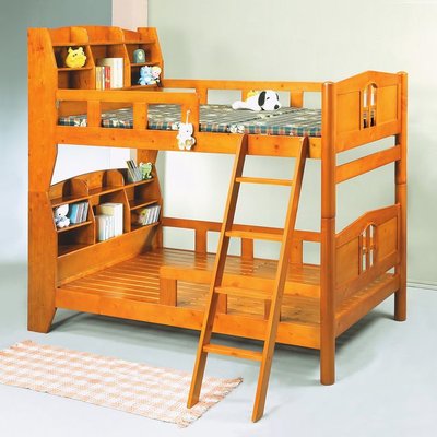【KA123-1】小木屋書架型雙層床