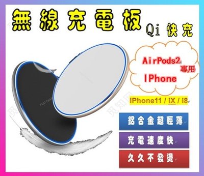 【IPhone/Airpods2專用】【鋁合金超薄】 9V閃充 Qi無線充電板 充電盤 隨放即充不發燙 智能感應