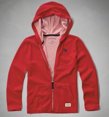 ╭☆°芒果衣櫃 全新美國購abercrombie kids iconic contrast hoodie 紅外套