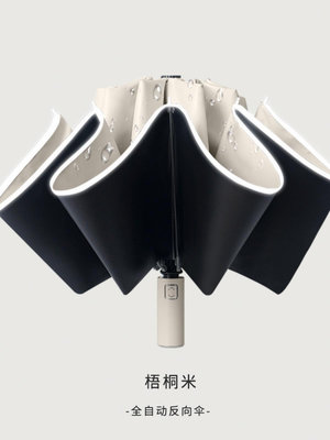 日本進口MUJIE 全自動傘折疊傘晴雨兩用防曬紫外線黑膠反向【潤虎百貨】