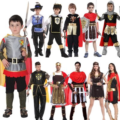 萬圣節兒童服裝羅馬武士套裝表演演出服飾斯巴達鎧甲勇士衣服Y9739