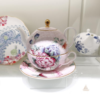 廠家出貨英國WEDGWOOD杜鵑一人悅享茶具三件組套裝骨瓷歐式茶壺茶杯茶碟