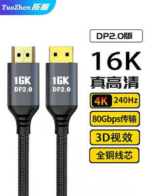 ~爆款熱賣~dp線2.0版16K8K電競顯示器線4K144Hz 240Hz電腦165Hz兼容1.4