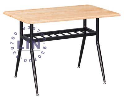 【品特優家具倉儲】R528-18餐桌洽談桌造型烤黑實木長桌