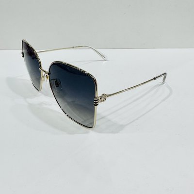 GUCCI 時尚款鏡面黑灰漸層墨鏡搭配金邊方框金屬太陽眼鏡GG1282SA 002【名家眼鏡台南成大店 】