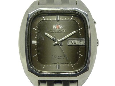 [專業模型] 機械錶 [ORIENT 469793] 東方霸王 方型[21石]自動錶[黑銀面+星+日期]軍錶