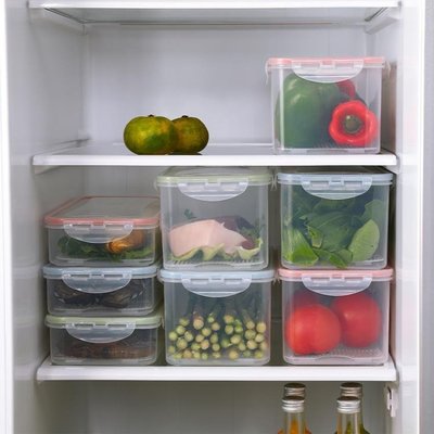 【熱賣精選】密封透明食品收納盒塑料有蓋冰箱冷凍冷藏保鮮盒瀝水長方形大小號