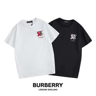 100％原廠BURBERRY 博柏利 TB徽標對比Logo刺繡 高品質 純棉 圓領 短袖 夏季 T恤 男女同款 短T