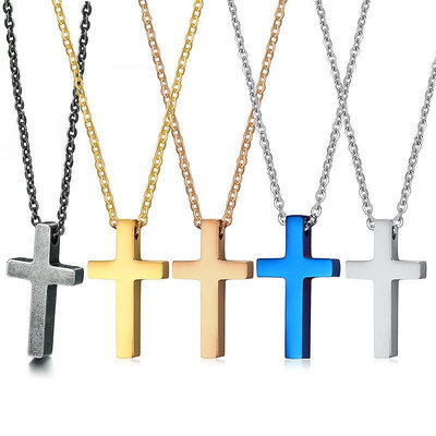 5種顏色時尚簡約款十字架 項鏈 可個性刻字 吊墜 跨境飾品 PN-241