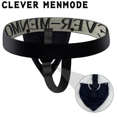 【CLEVER-MENMODE】男士性感冰絲可拆卸前袋丁字褲矽膠環提拉g弦透氣內褲