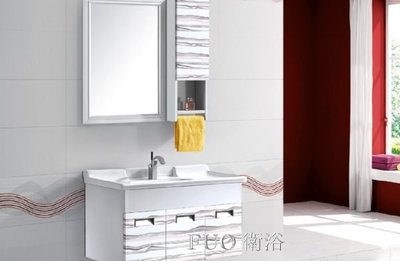 FUO衛浴: 時尚 100公分 合金材質櫃體 陶瓷盆組 (含龍頭,鏡,邊櫃整組)  T9761-100 需預訂!