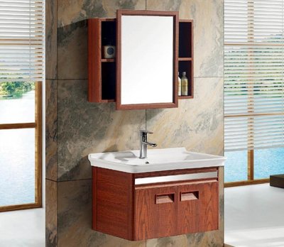 FUO衛浴:80公分合金材質櫃體 陶瓷盆 浴櫃組(含鏡櫃,龍頭) T9027