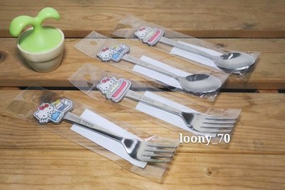 正版 HELLO KITTY凱蒂貓不鏽鋼湯匙叉子 KT 304不鏽鋼 湯匙 叉子 造型湯匙叉子 兒童餐具 環保餐具
