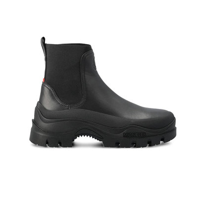 [全新真品代購-F/W23 SALE!] MONCLER LOGO細節 黑色皮革 靴子 / 切爾西靴