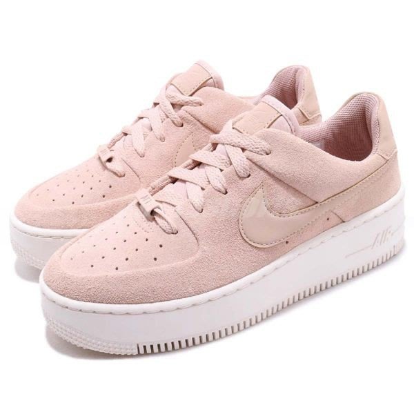 【AYW】NIKE WMNS AIR FORCE 1 SAGE LOW 厚底麂皮粉白空軍