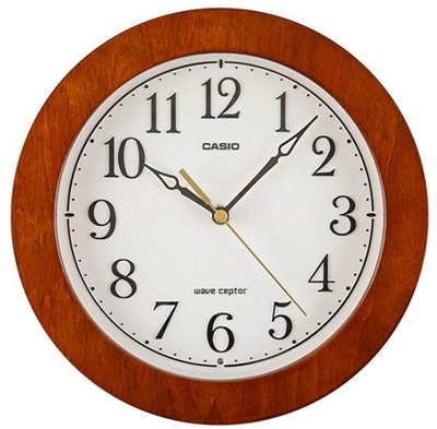 日本進口 好品質 正品   SIO卡西歐 木框圓形簡約掛鐘 質感牆鐘時鐘數字電波鐘鐘錶送禮禮品