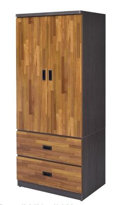 【萊夫家居】KV-R17：2.5尺雙色二抽衣櫥【台中家具】開門式衣櫃 單人衣櫃 工業風衣櫃 集層色 套房家具 台灣製造