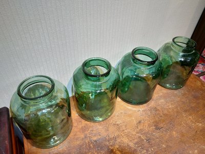 早期綠色玻璃罐 茶罐 糖果罐 醃漬罐[一標共4件]