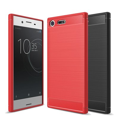 智慧購物王》Sony Xperia XA1 Ultra  XZ XZP 碳纖維拉絲紋軟殼-黑/紅