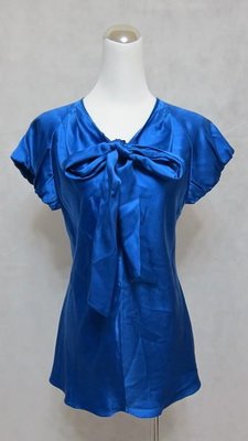 澳洲精緻名品~~COLLET~~絕美寶藍綁帶緞面絲上衣~~超美上衣~~特價割愛~~原價26200