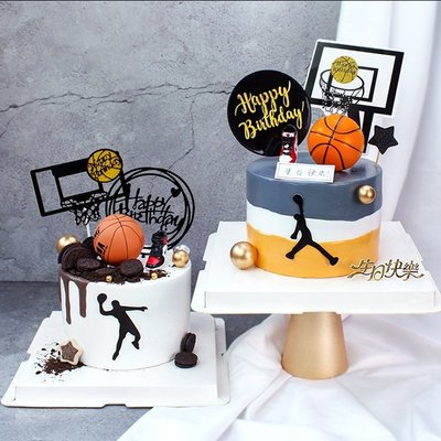 [愛雜貨]迷你籃球 籃框架 蛋糕擺件 蛋糕裝飾 烘培裝飾 灌籃高手 籃球 主題蛋糕