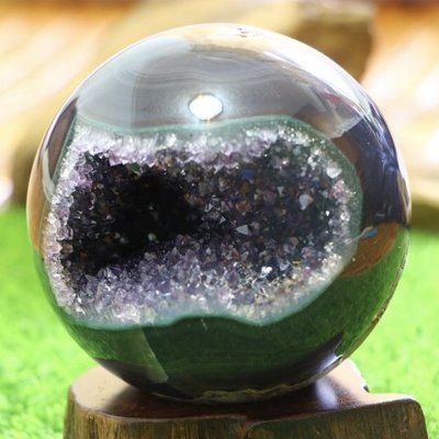 ❤️烏拉圭瑪瑙水晶開口笑水晶球，紫水晶球、紫水晶洞、小晶洞 (附透明底座)！
