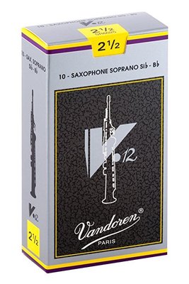 【現代樂器】法國Vandoren V12 Soprano Saxophone 銀盒高音薩克斯風 2.5號竹片