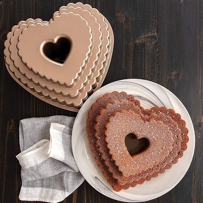 美國進口 Nordic Ware 三層心形Heart烘焙烤盤慕斯布丁磅蛋糕模具